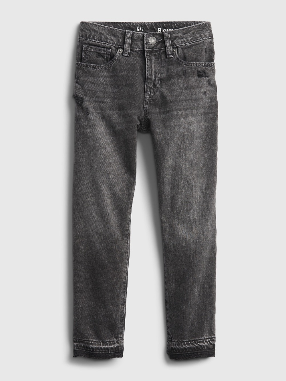 Gap Kids Distressed Girlfriend Jeans with Washwell black wash size 7